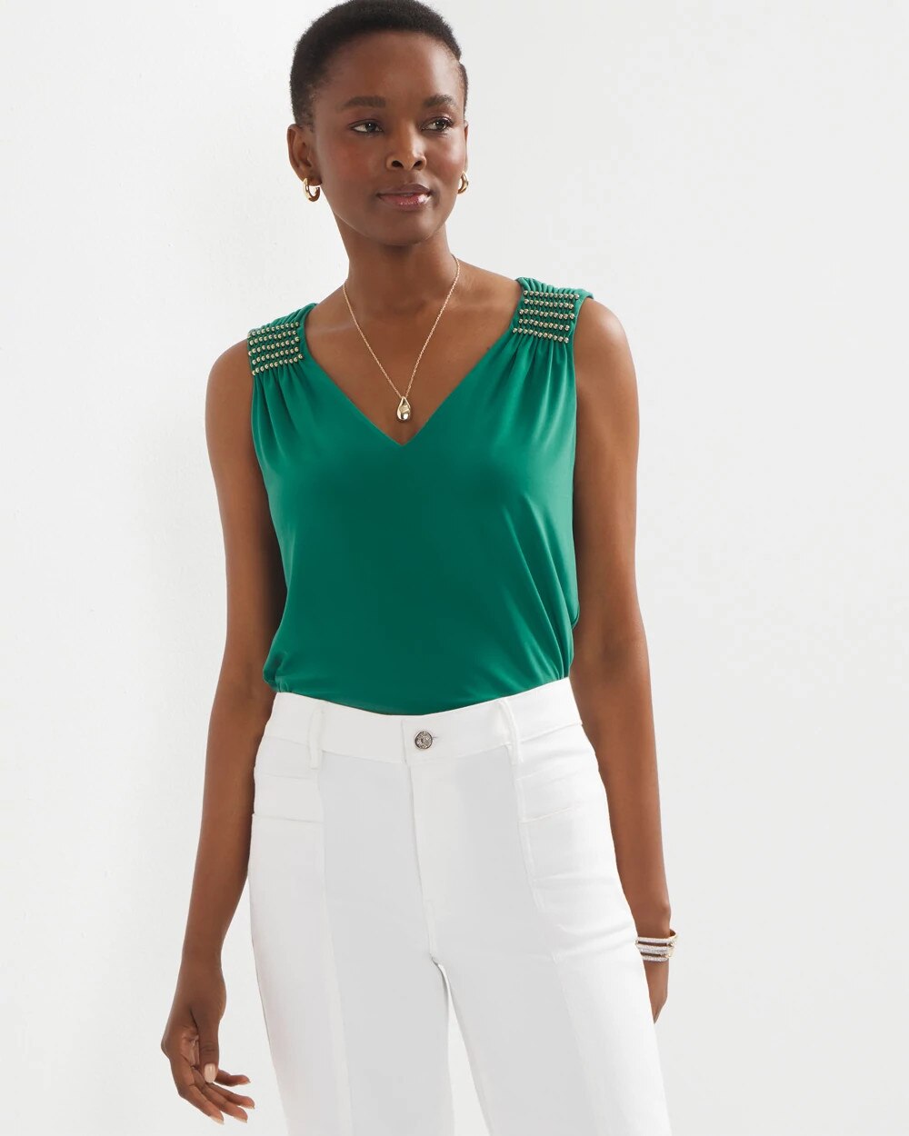 Beaded Matte Jersey Tank | White House Black Market